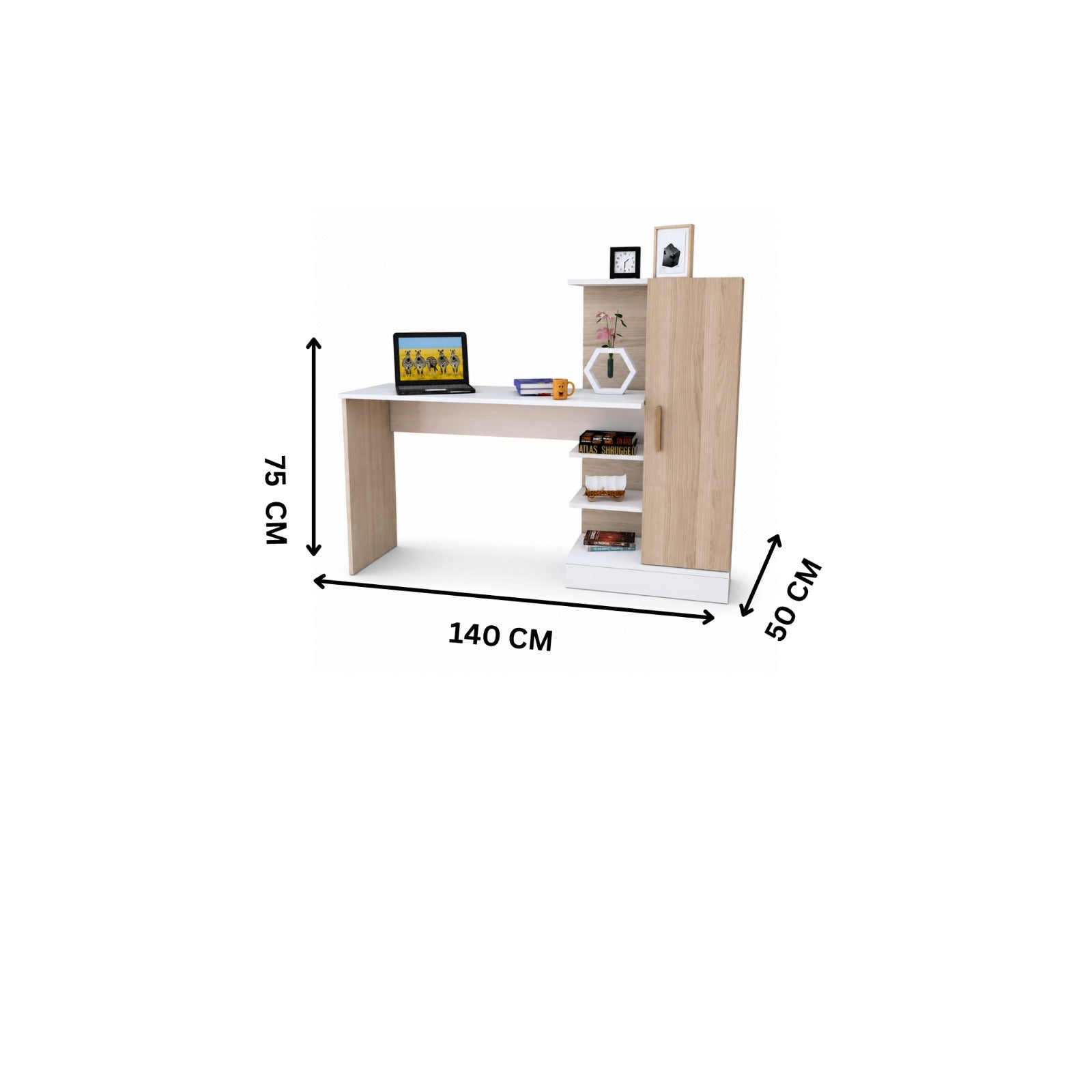 مكتب مودرن 140×50سم-ابيض×خشبي RA-F54