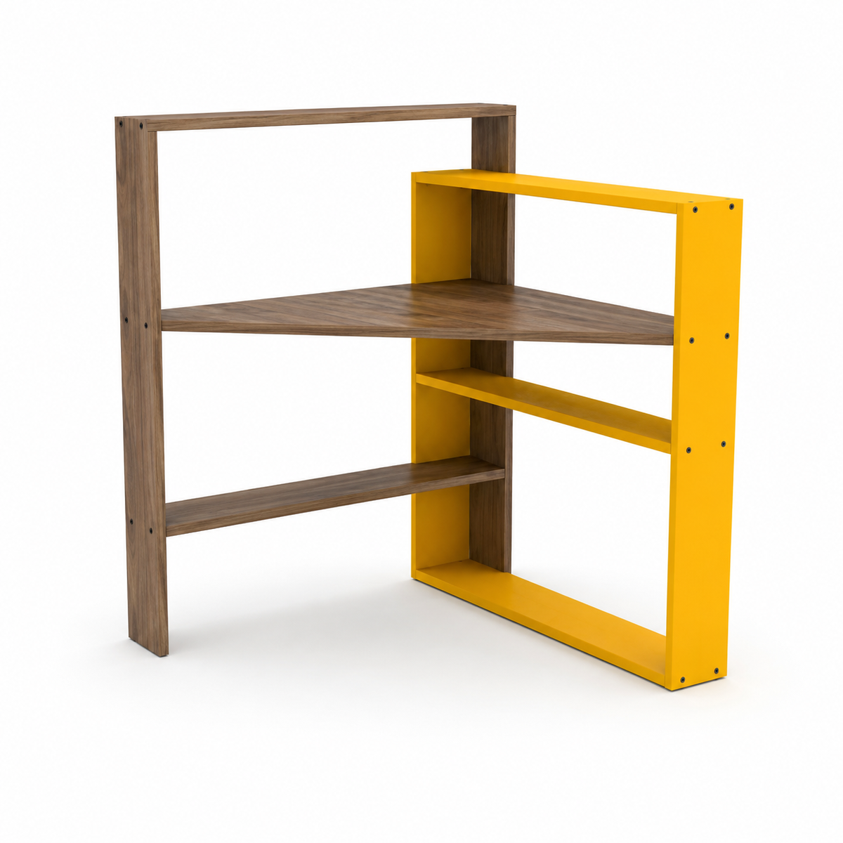 مكتب مودرن مع أرفف107×55سم- خشبي×أصفر RA-F58