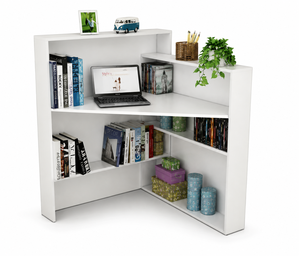 مكتب مودرن مع أرفف 107×55سم-ابيض RA-F59