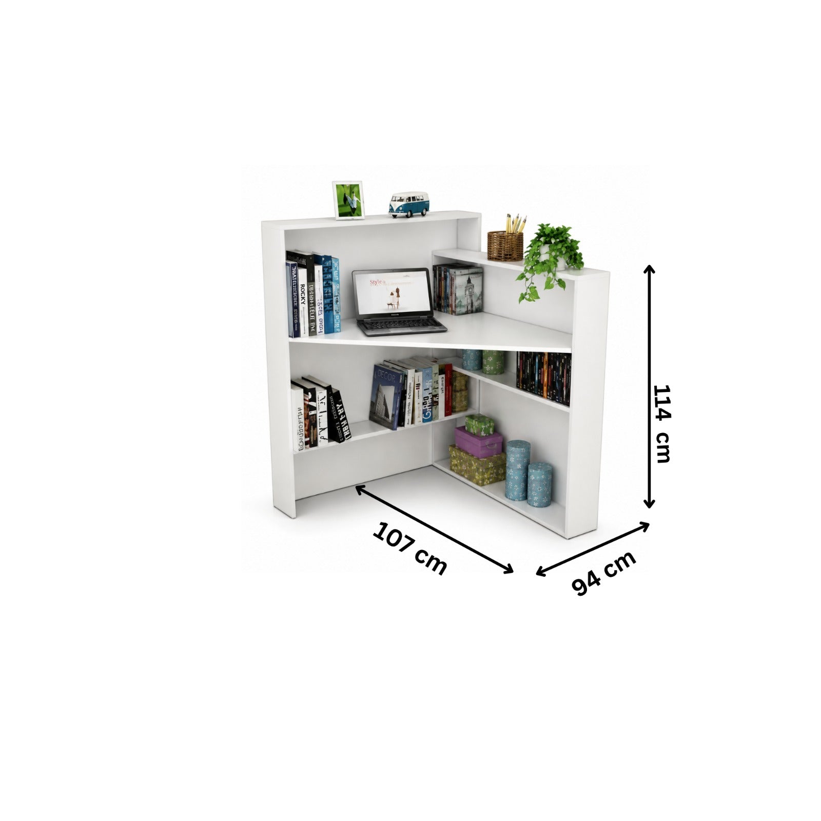 مكتب مودرن مع أرفف 107×94سم-ابيض RA-F59