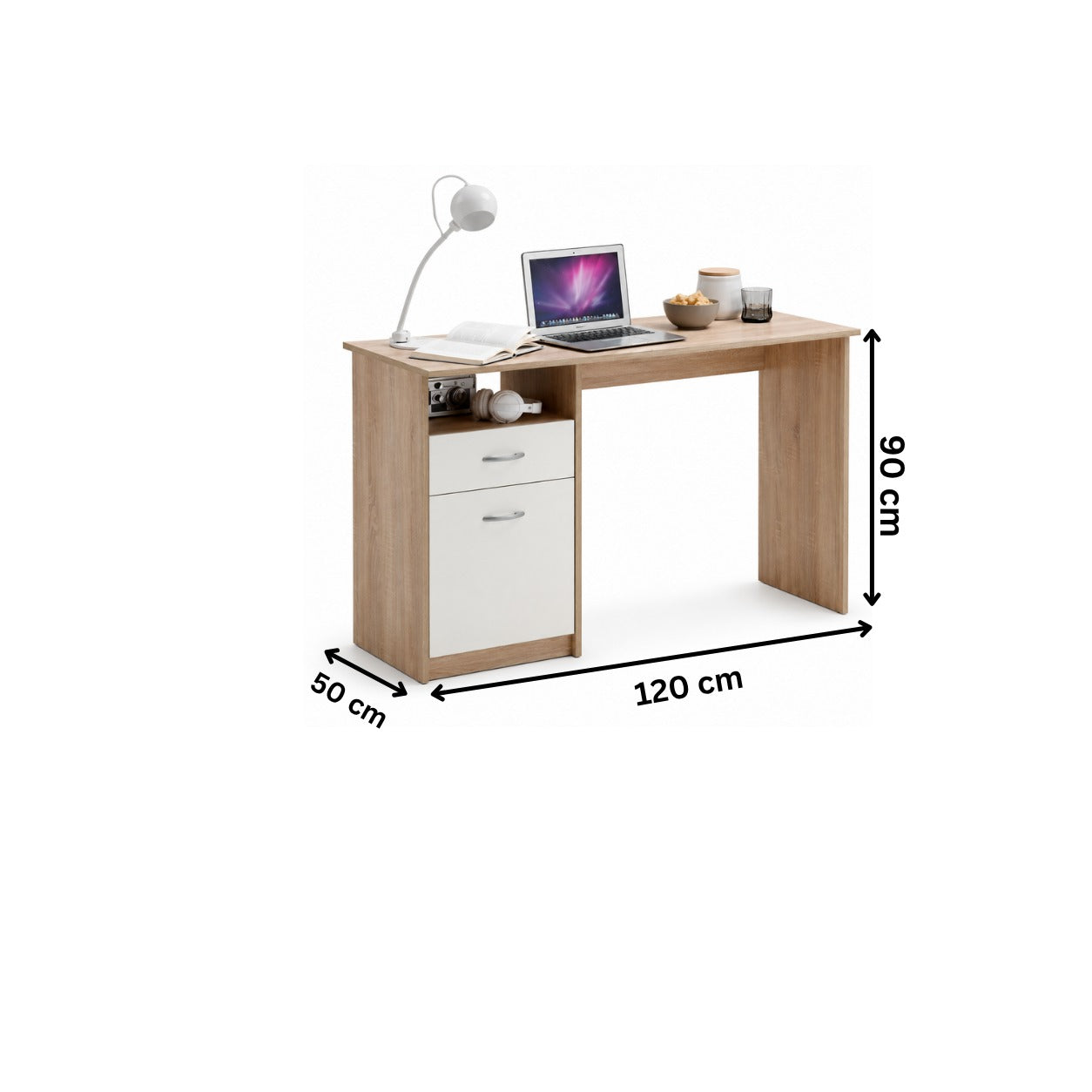Modern desk 120x50cm - Wood x White RA-F81