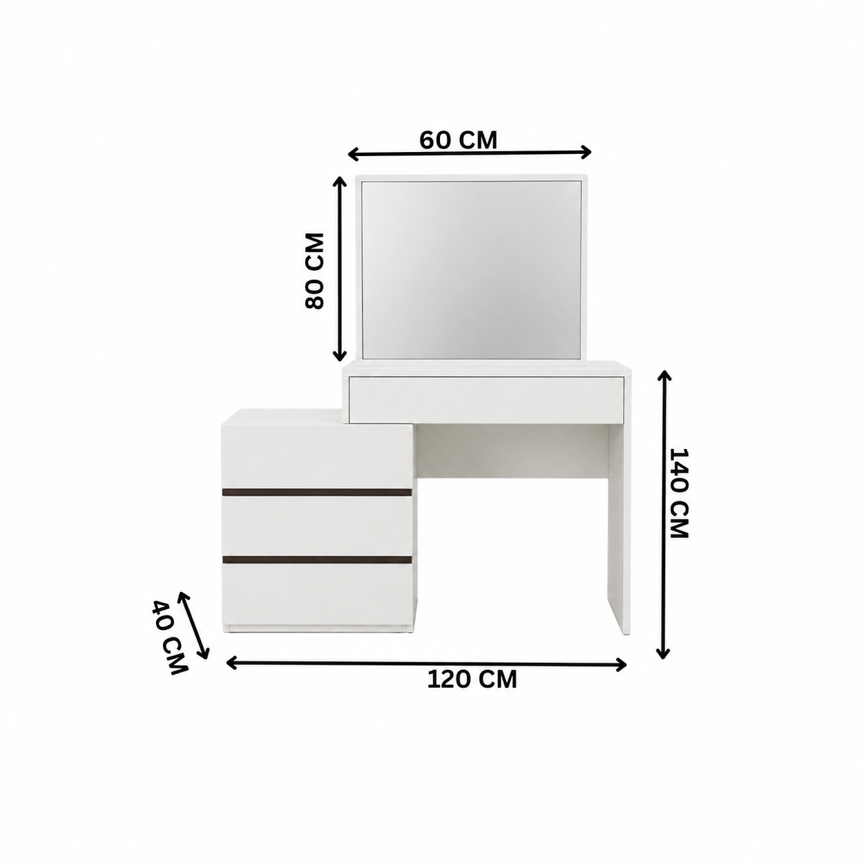 Modern Dressing Table 120x40cm – White RA-H32
