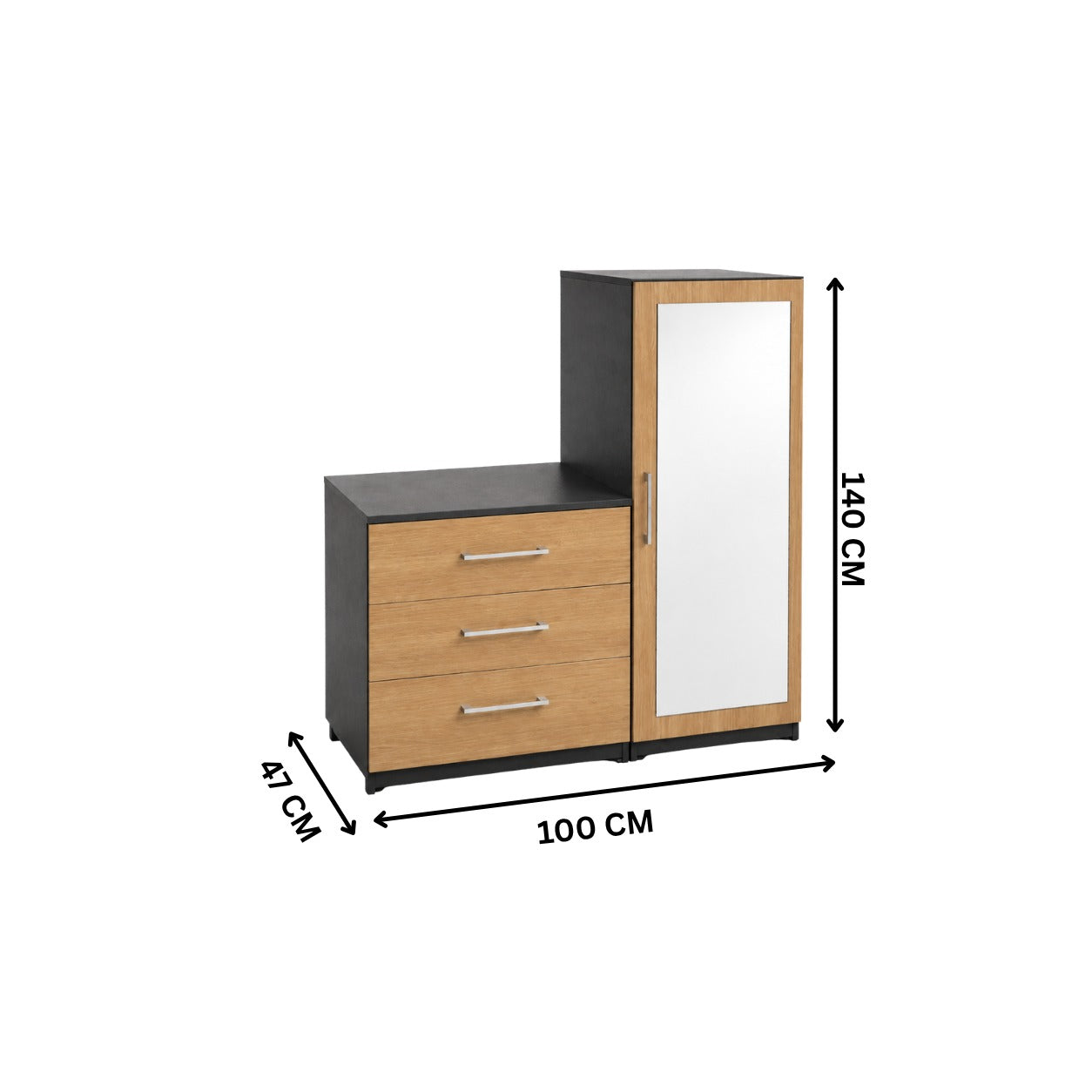 Modern Dressing Table 100x47cm - Gray x Wood RA-H38