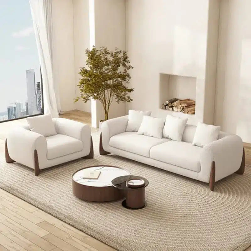 Modern 2-piece sofa set - Off-white x Brown RA-LR18