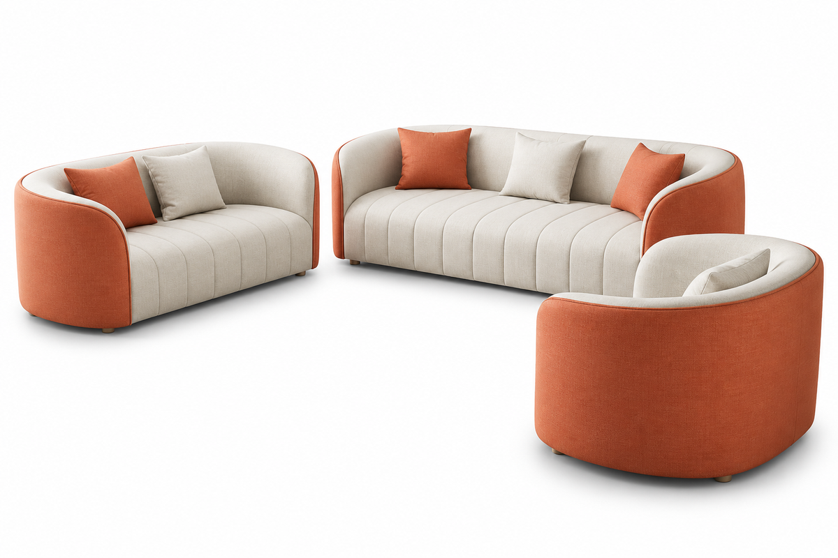 Modern 3-piece living room set - Off-white x Orange RA-LR24