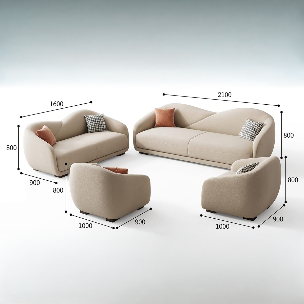 طقم أنتريه مودرن - 4 قطع -بيج RA-LR45