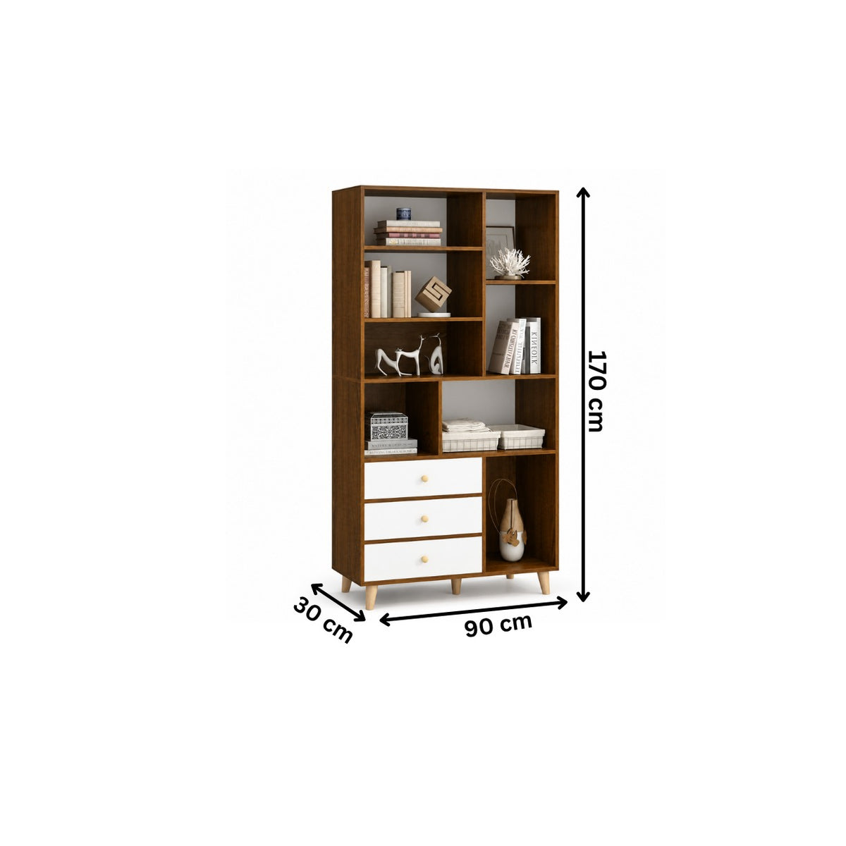 مكتبة مودرن 90×170سم -بني RA-MK16