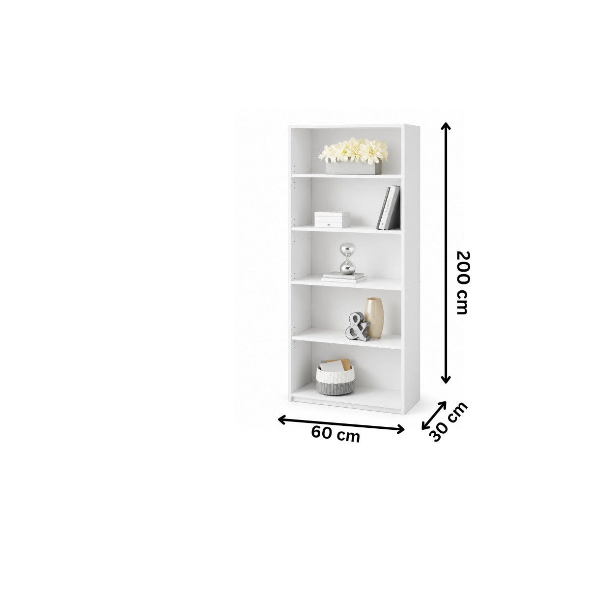 Modern Bookcase 60x200cm - White RA-MK21