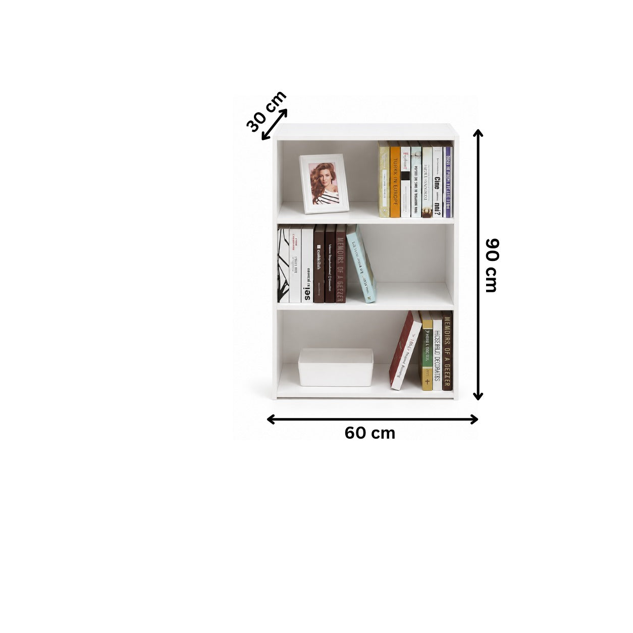 Modern Bookcase 30x60cm - White RA-MK23