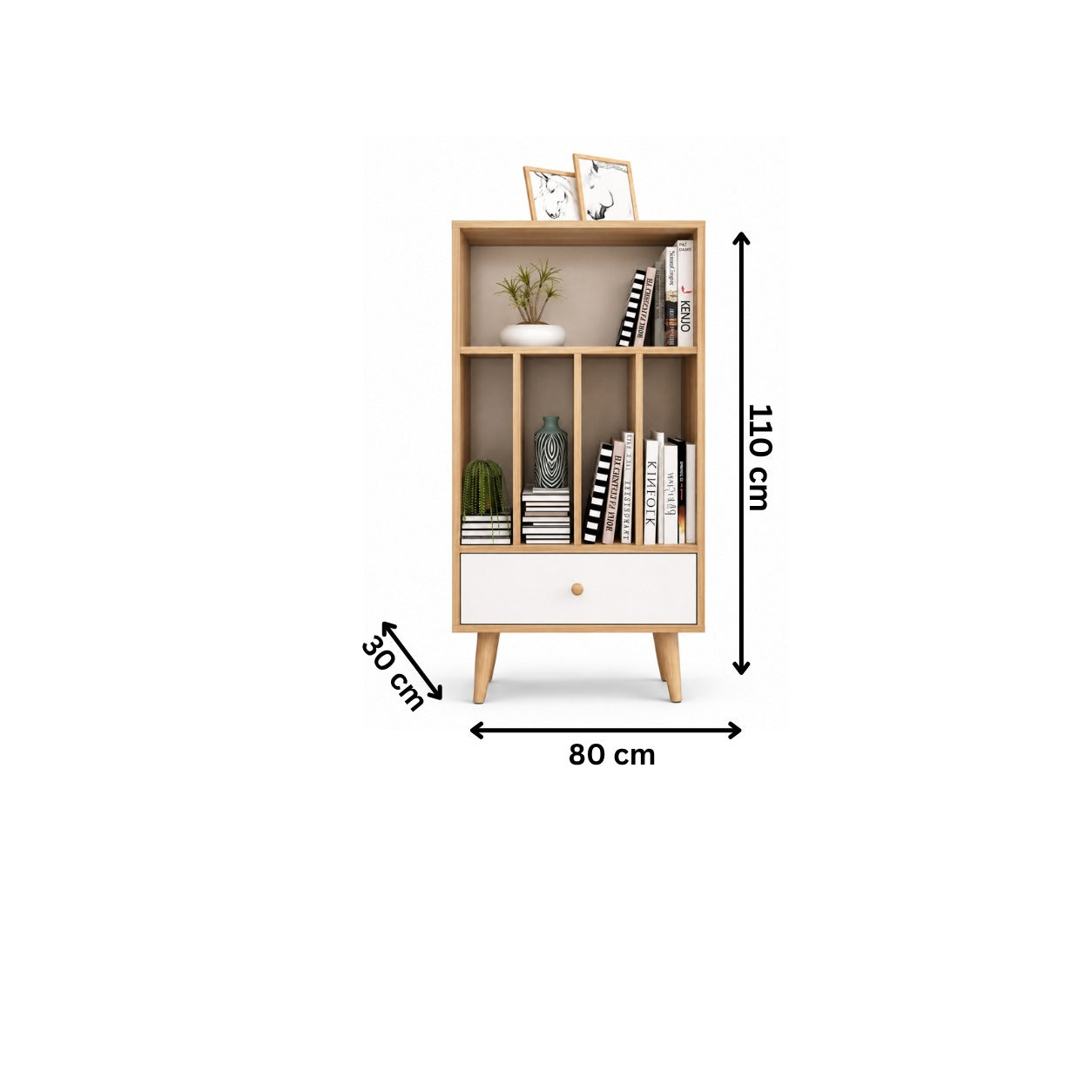 Modern Bookshelf 30x80cm - Wood*White RA-MK29
