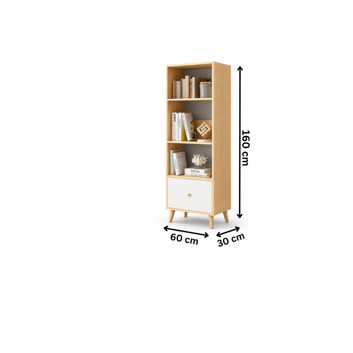 Modern Bookshelf 30x60cm - Wood*White RA-MK30