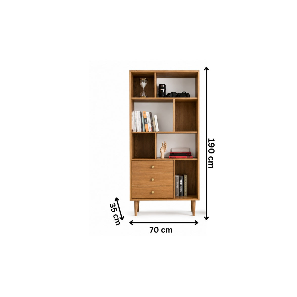 Modern Bookcase 190x70cm - Wooden RA-MK38