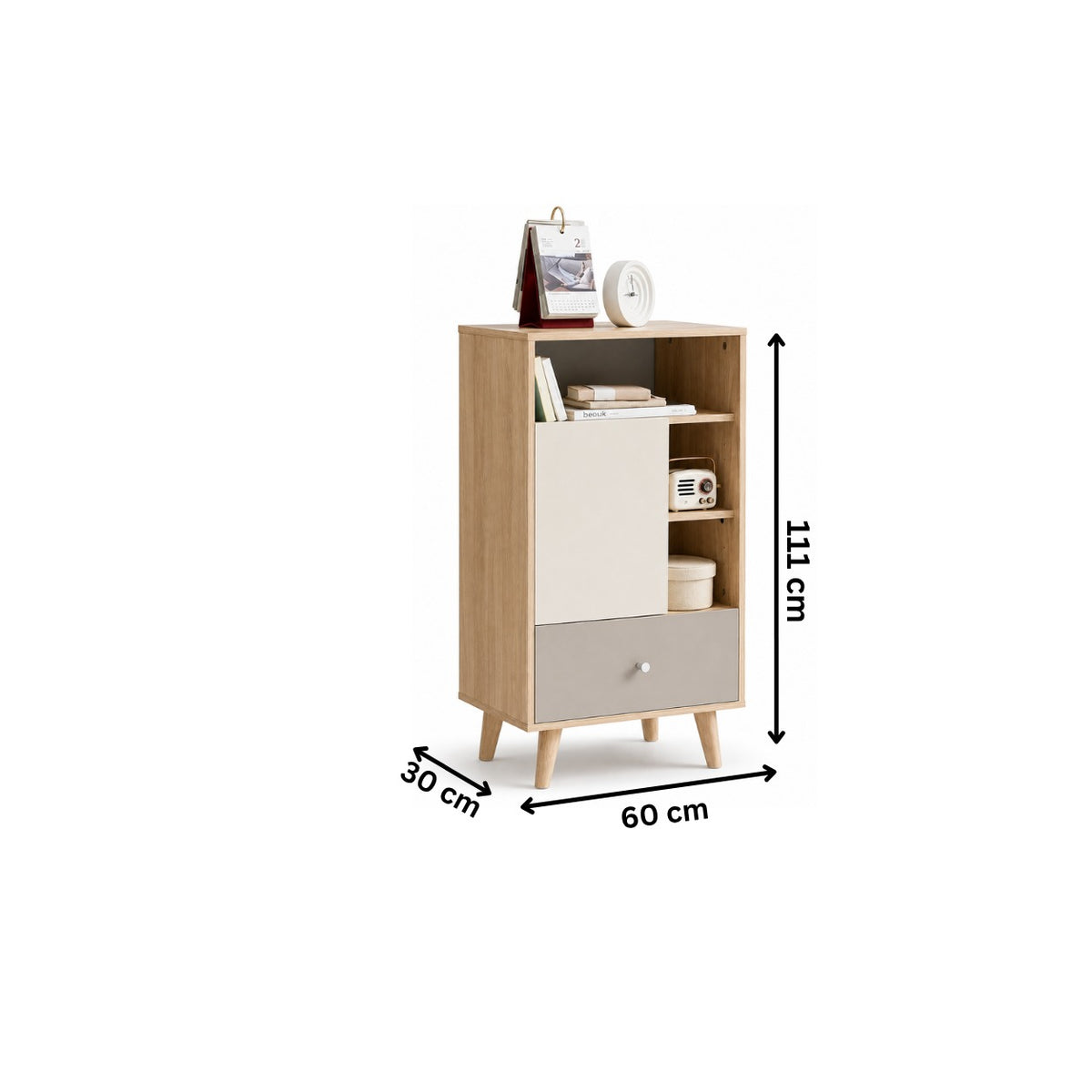 Modern Bookshelf 111x60cm - Beige RA-MK40