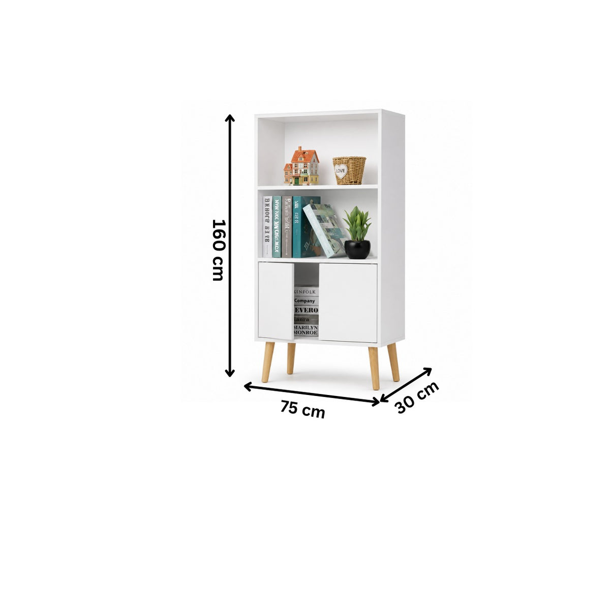 Modern Bookcase 160x75cm - White RA-MK42