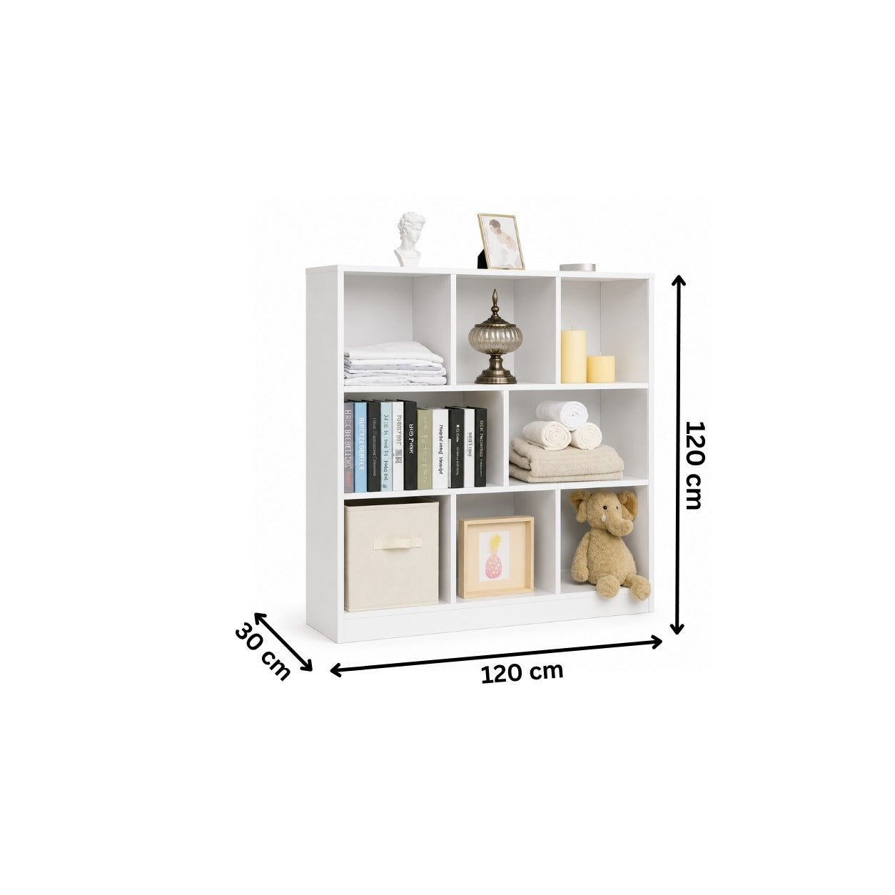 Modern Bookcase 120x120cm - White RA-MK45
