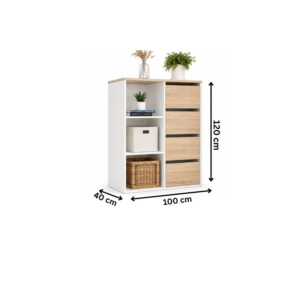 مكتبة مودرن 100×120سم - ابيض RA-MK49