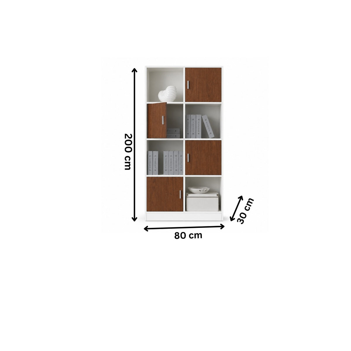 Modern Bookcase 200x80cm - White/Wood RA-MK51