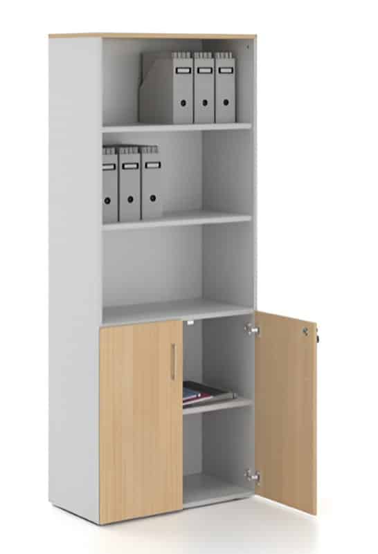 Modern bookcase 80x200cm - White x Wood RA-MK57