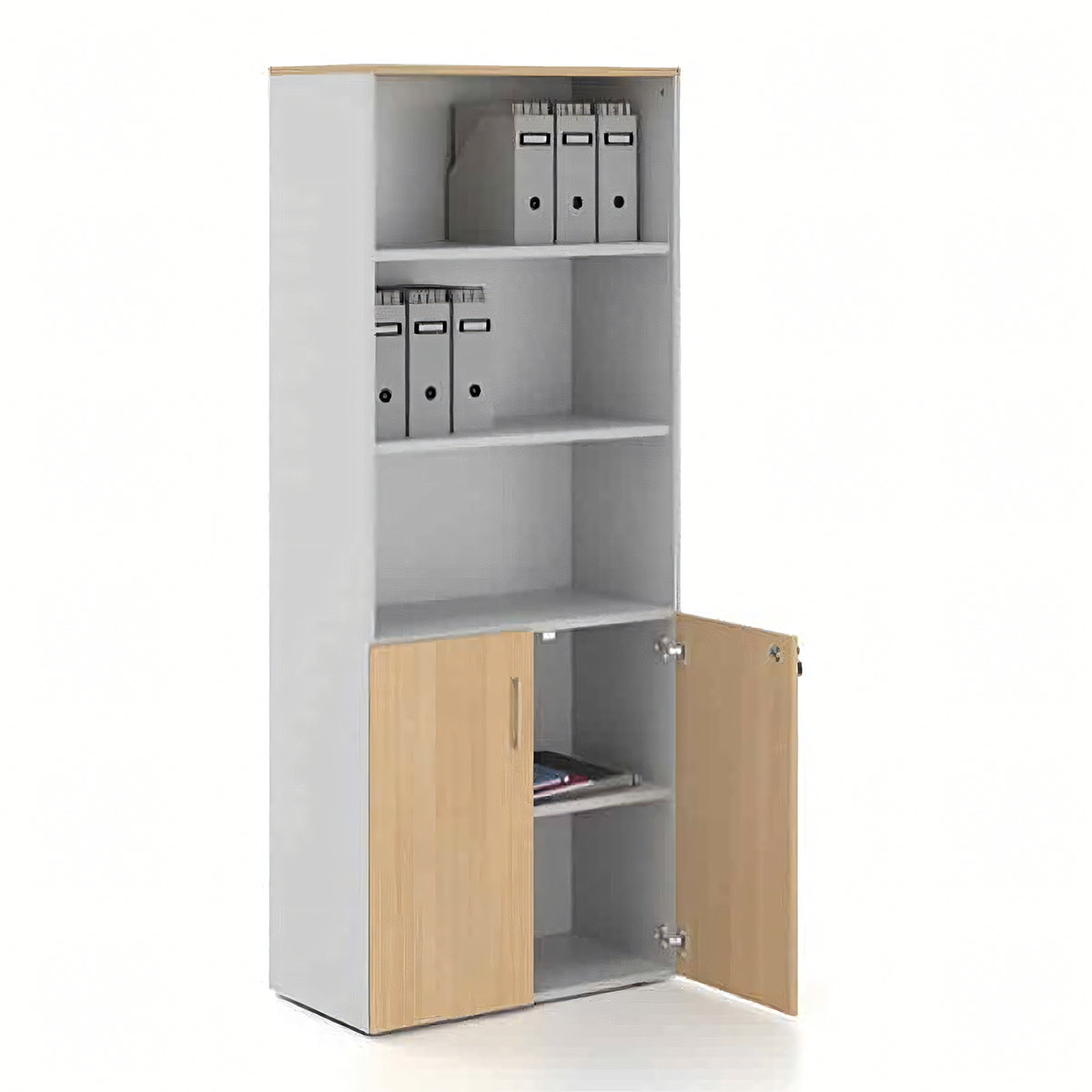 مكتبة مودرن 80×200سم-أبيض×خشبي RA-MK57