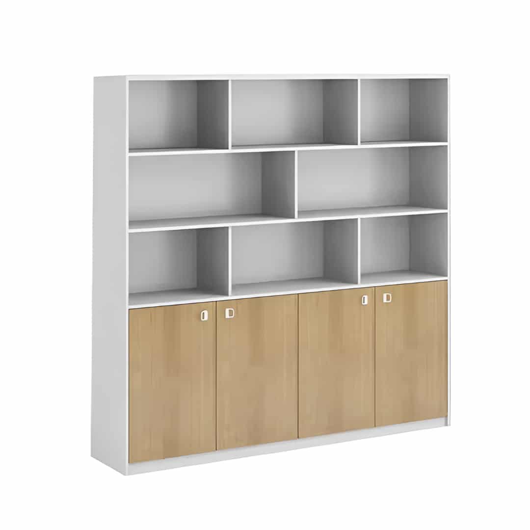 Modern Bookshelf 160x200cm - White & Wood RA-MK58