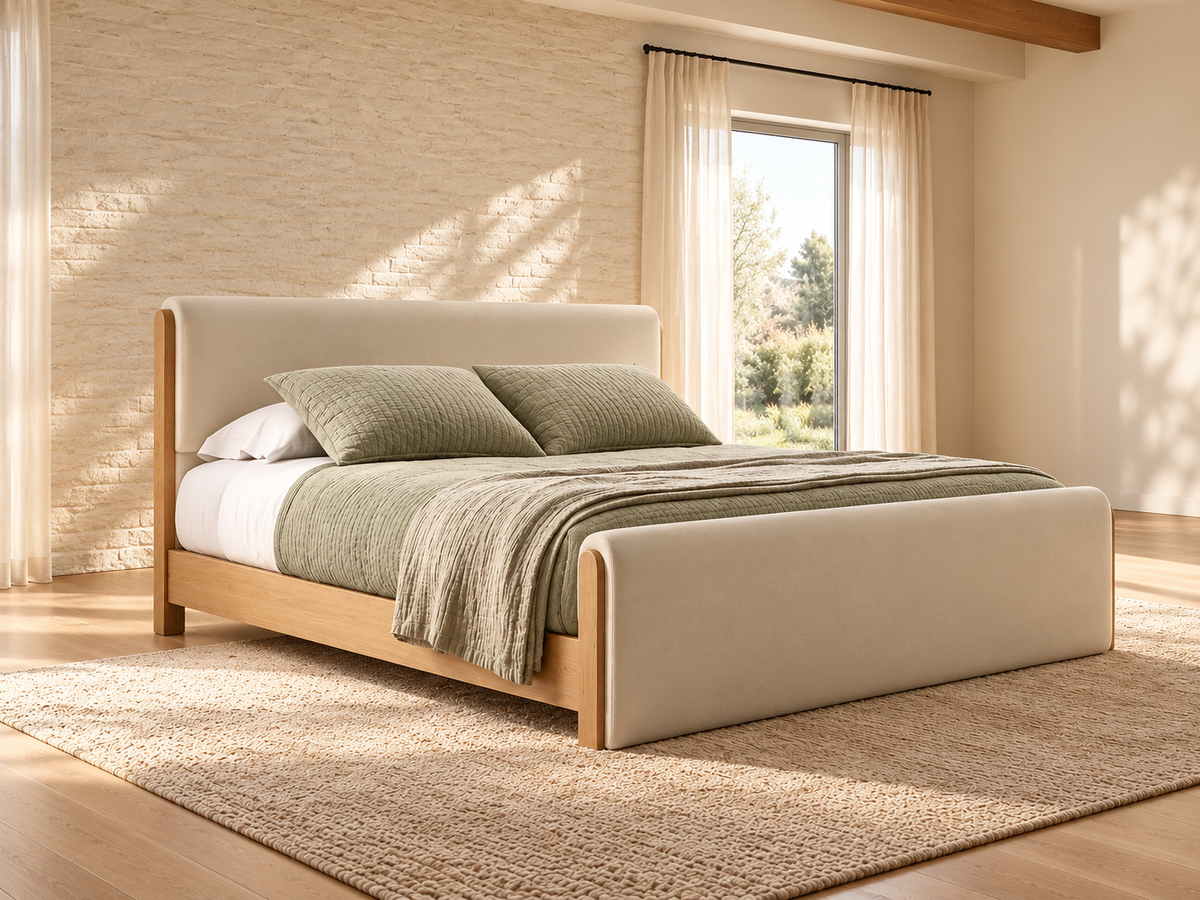 Modern 5-piece bedroom set – wood × beige – RA-MR58