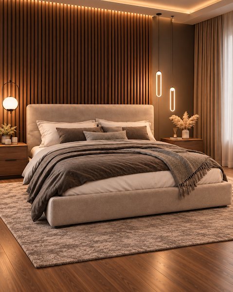 Modern 5-piece bedroom set - Brown × Beige RA-MR62