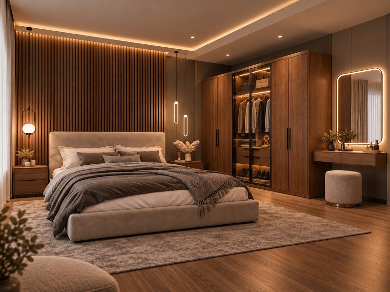 Modern 5-piece bedroom set - Brown × Beige RA-MR62