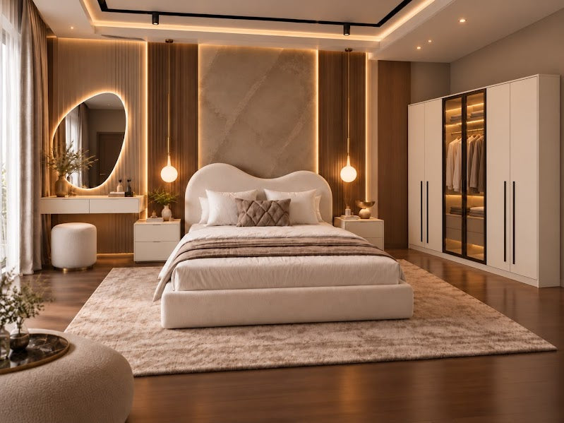 Modern 5-Piece Bedroom Set - Off-White RA-MR63