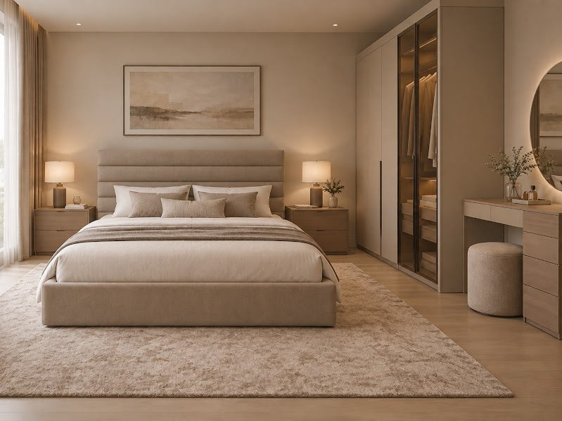 Modern 5-Piece Bedroom Set - Wood × Beige  RA-MR66