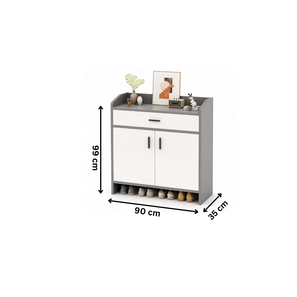 Shoe rack 90x35cm - Gray x White RA-S61