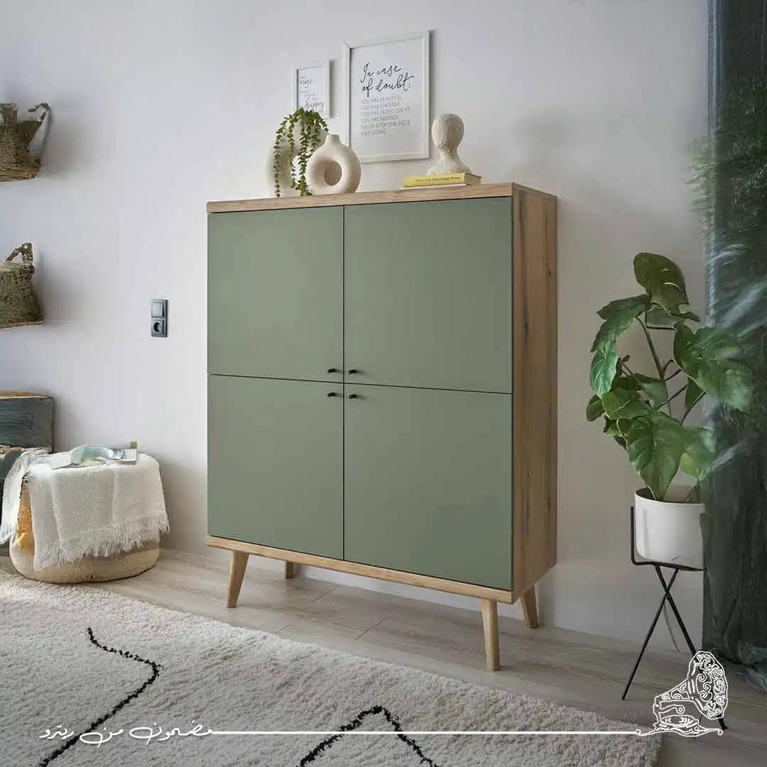 Shoe rack 110x40cm - Green x Wood RA-S69