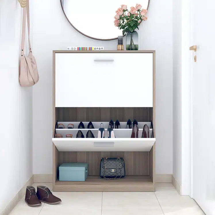 Modern shoe rack 80x30cm - Wood x White RA-S83