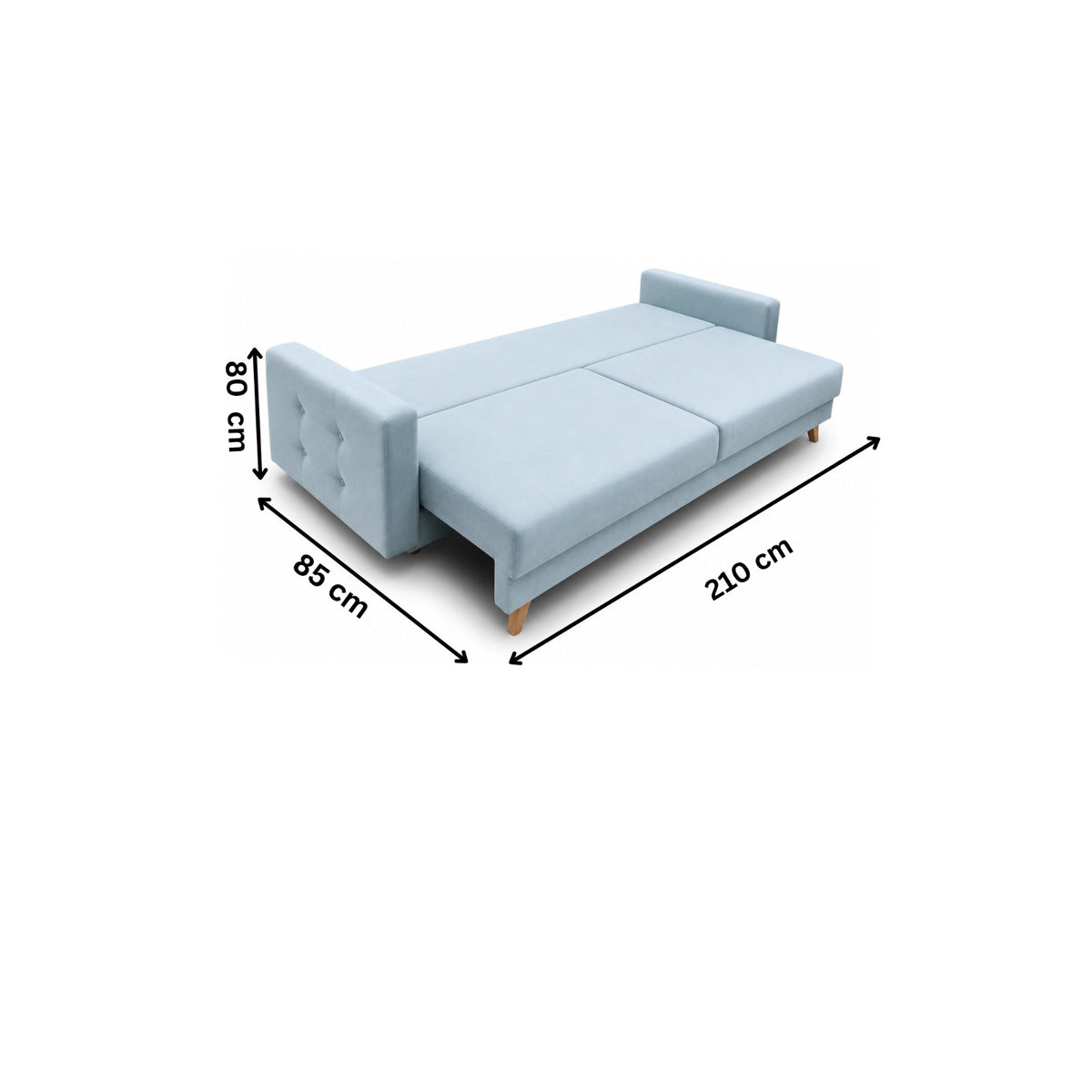 Sofa Bed with Storage 210×85 cm - Light Grey - RA-SF103