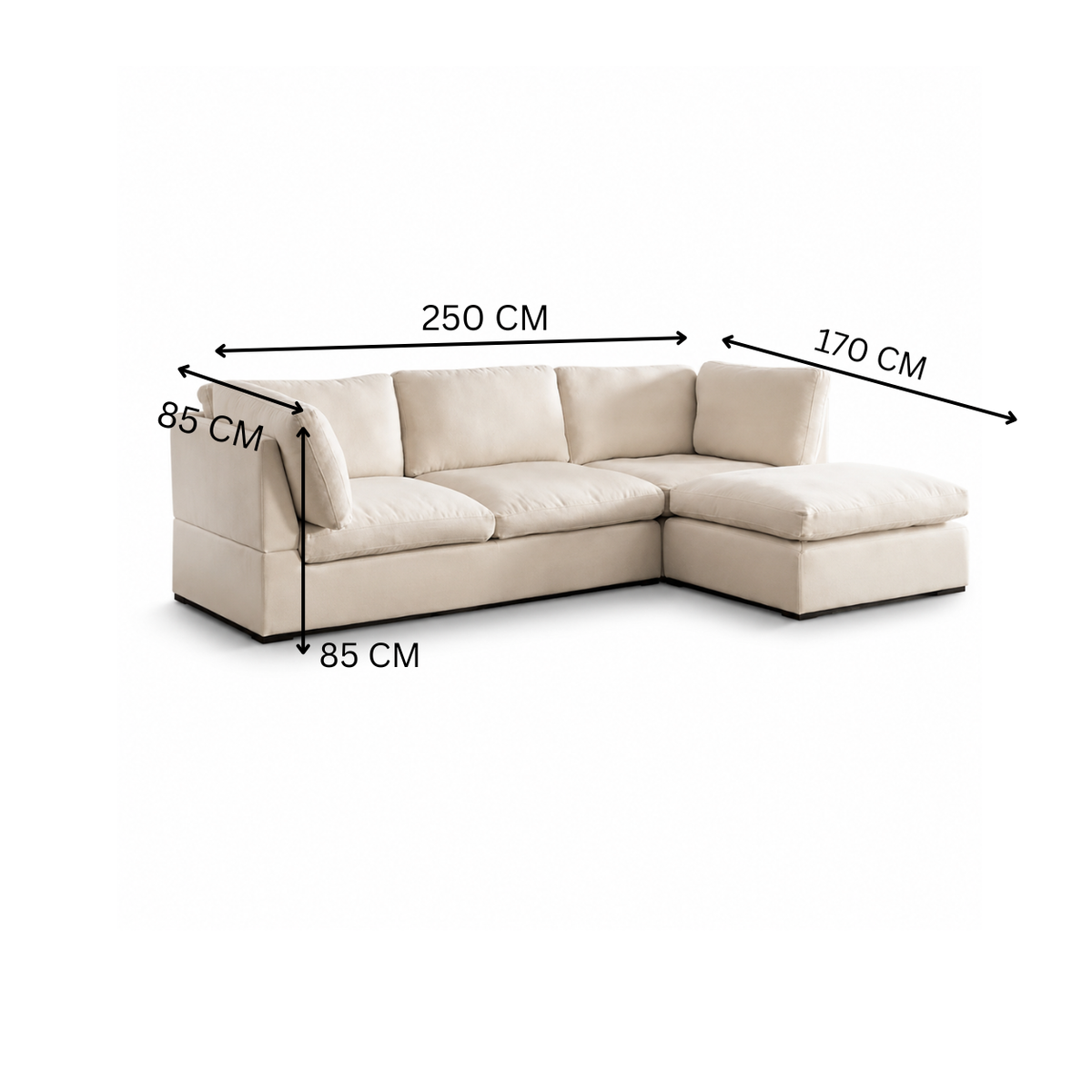 Modern corner sofa 250x170cm - Beige RA-SF131