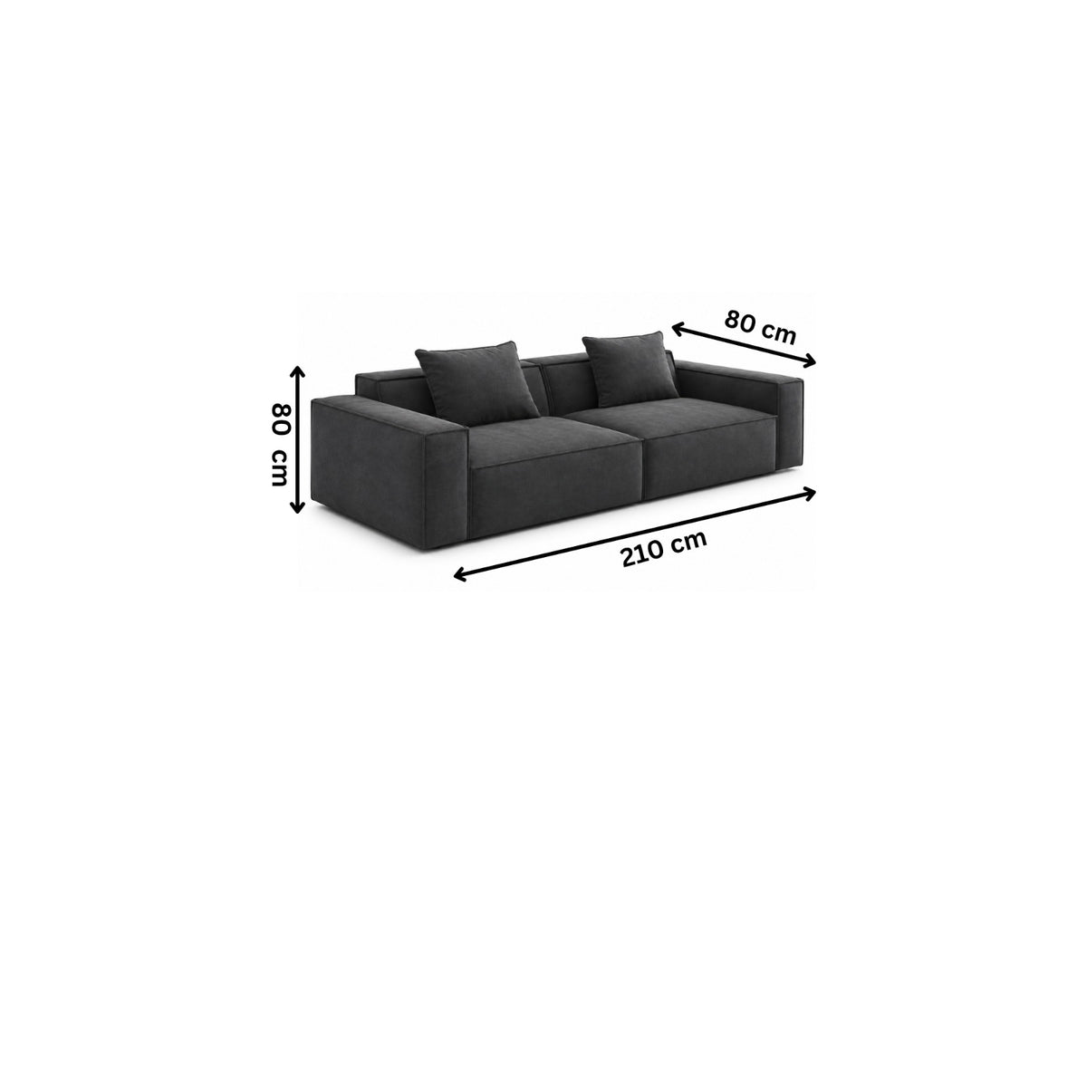 Modern sofa 210x80cm - Dark gray RA-SF159