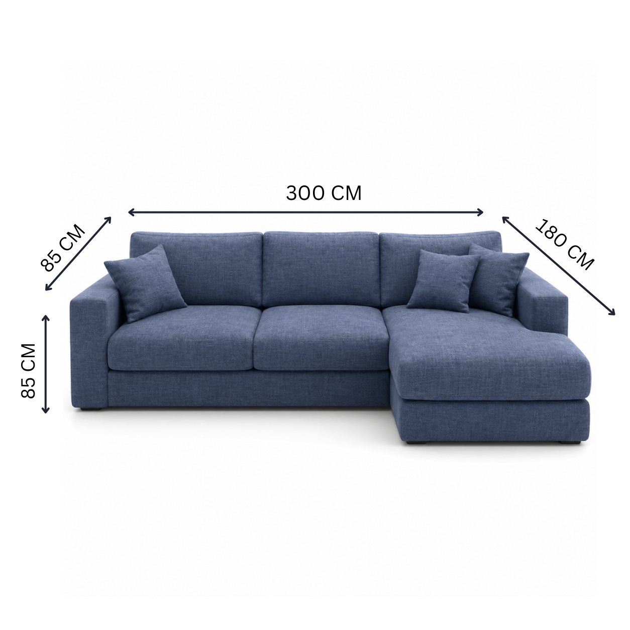 Modern corner sofa 300x180cm - Blue RA-SF187
