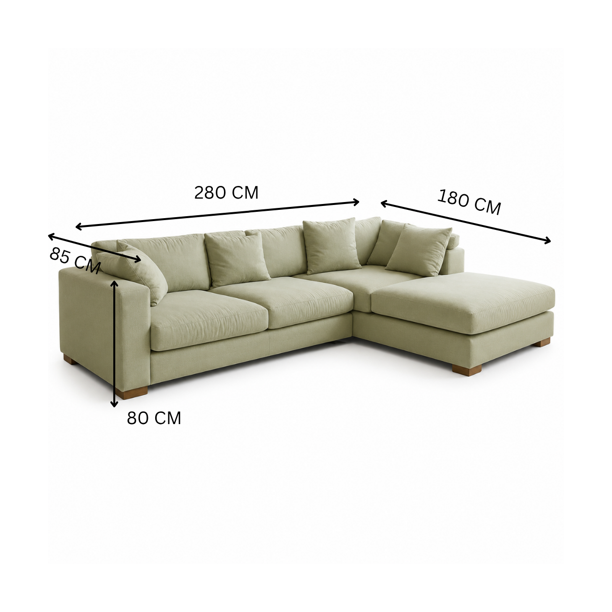 Modern corner sofa 280x180cm - Light Green RA-SF190