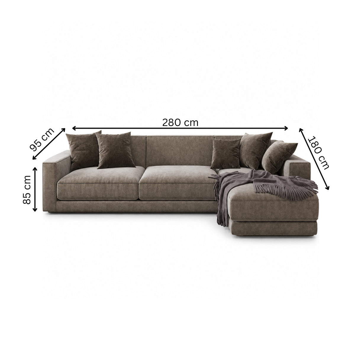 Modern corner sofa 280x180cm beige RA-SF195