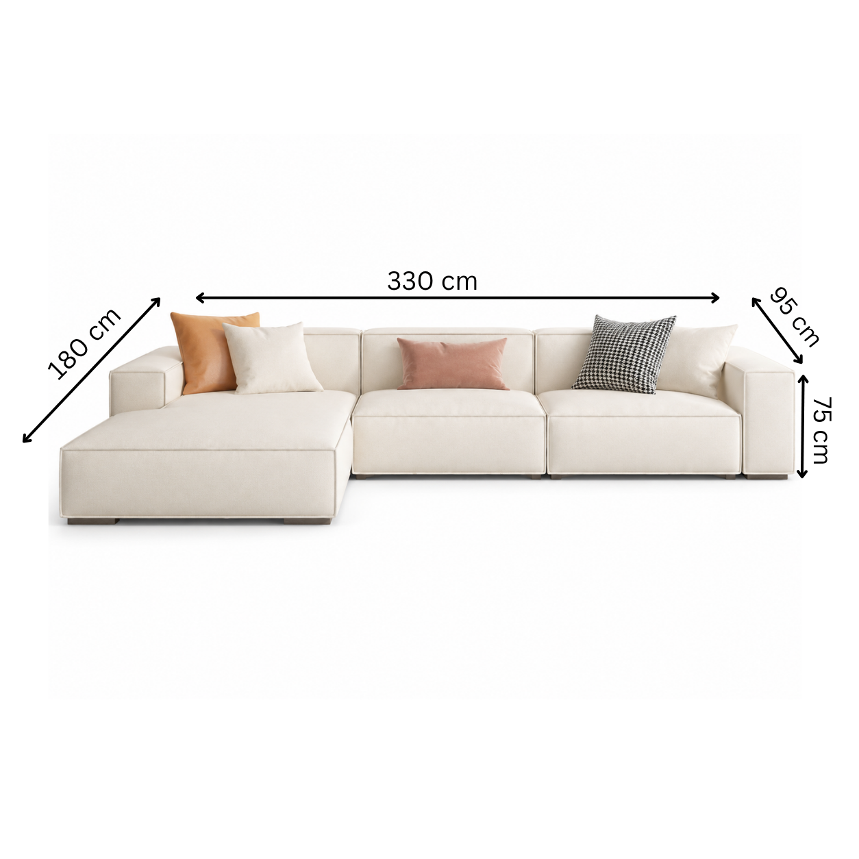 Modern corner sofa 330x180cm off-white RA-SF202