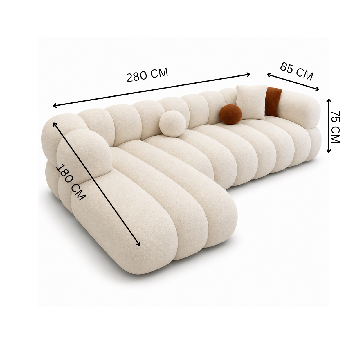 Modern corner sofa 280x180cm - Off White RA-SF220
