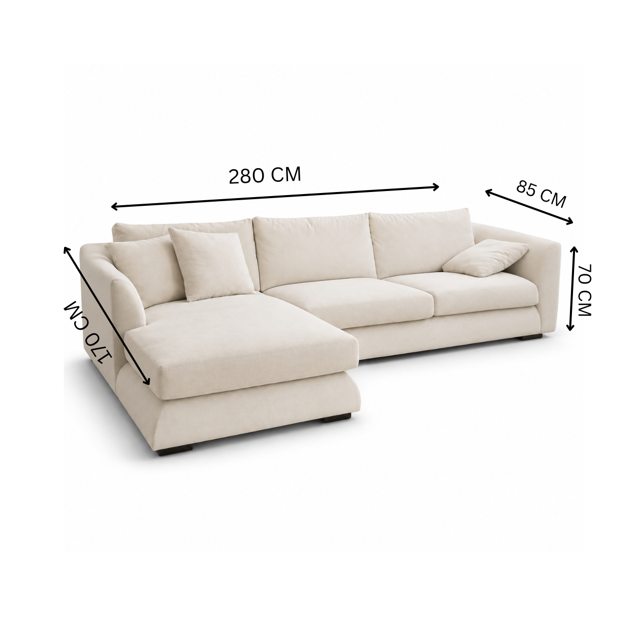 Modern corner sofa 280x170cm - Off White RA-SF227