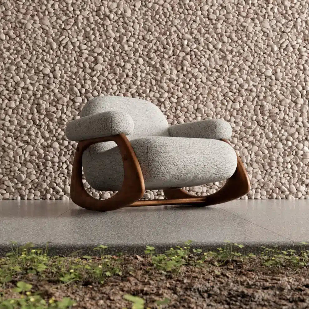 Rocking chair 85x85cm - Grey x Wood RA-SF234