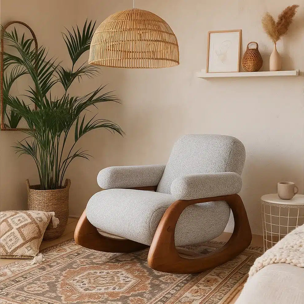 Rocking chair 85x85cm - Grey x Wood RA-SF234