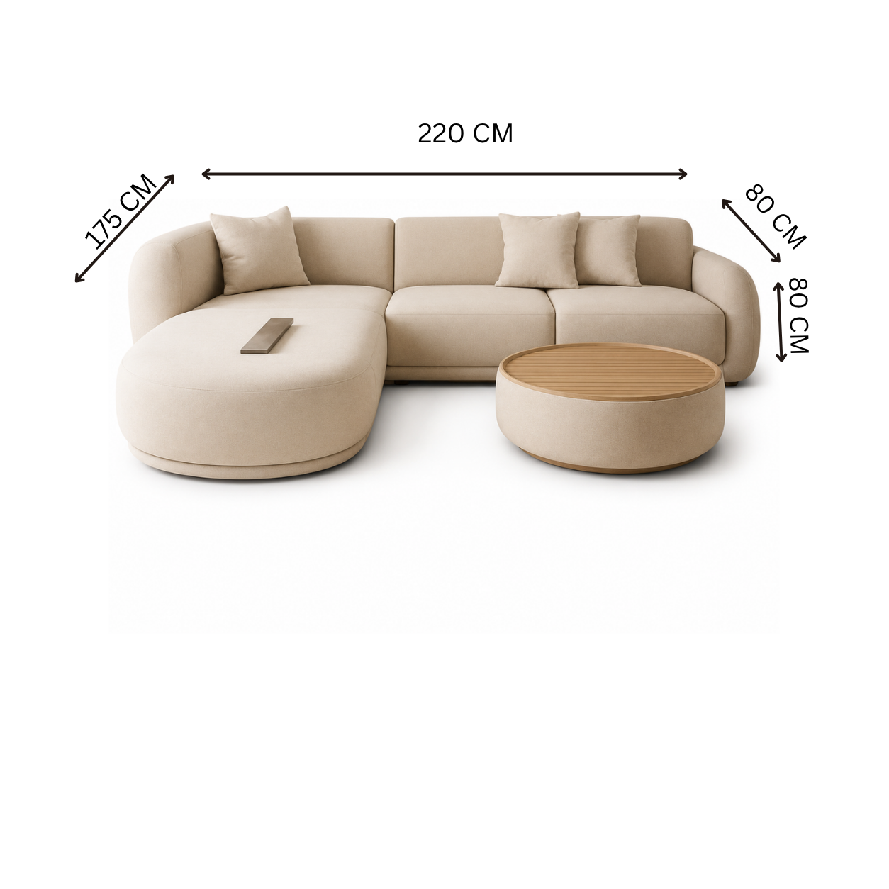 Modern corner sofa 220x175cm - Beige RA-SF268