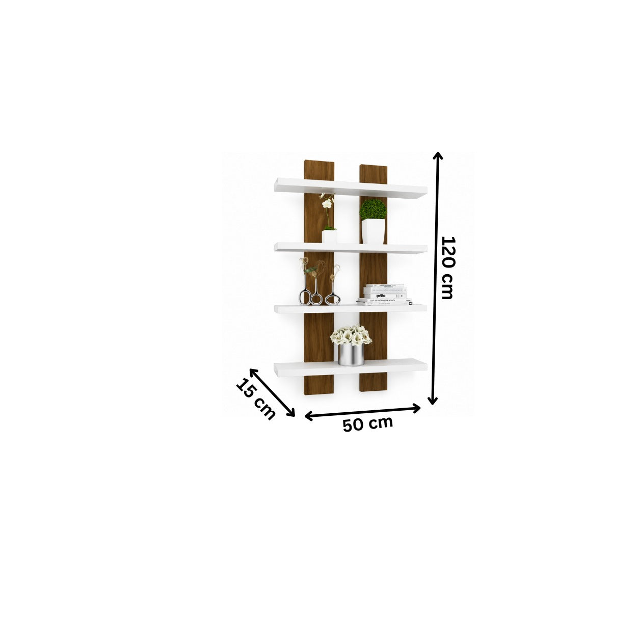 وحدة أرفف مودرن50×120سم – أبيض×خشبي RA-SI66