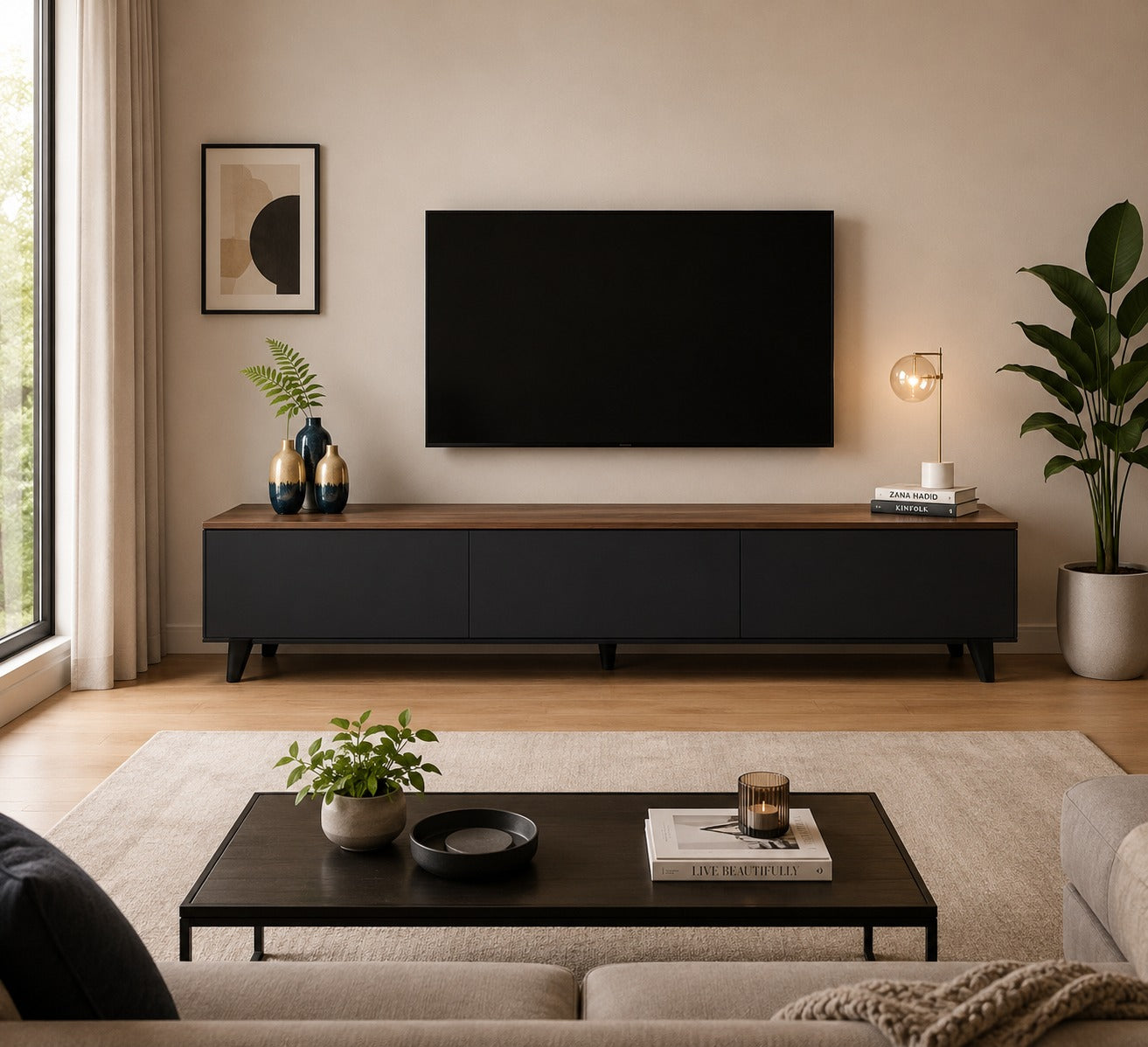 TV stand 180x30cm - Wood x Brown RA-U79