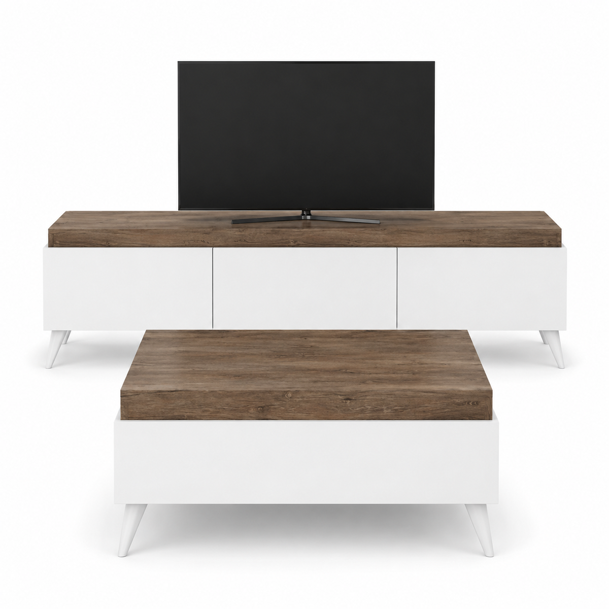 Modern TV Stand + Coffee Table – White & Brown RA-UT13