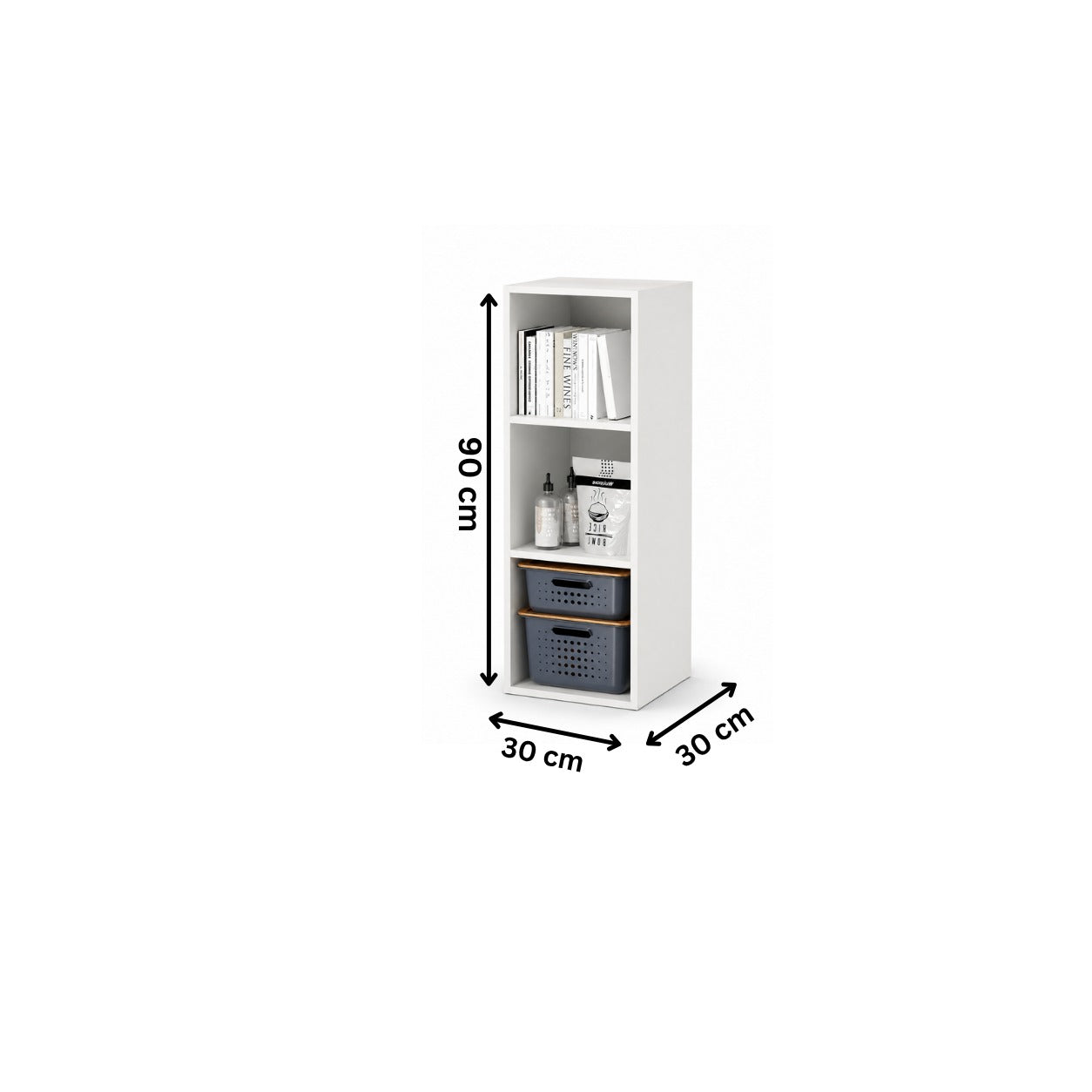 Modern Bookcase 30x90cm - White RA-mk74