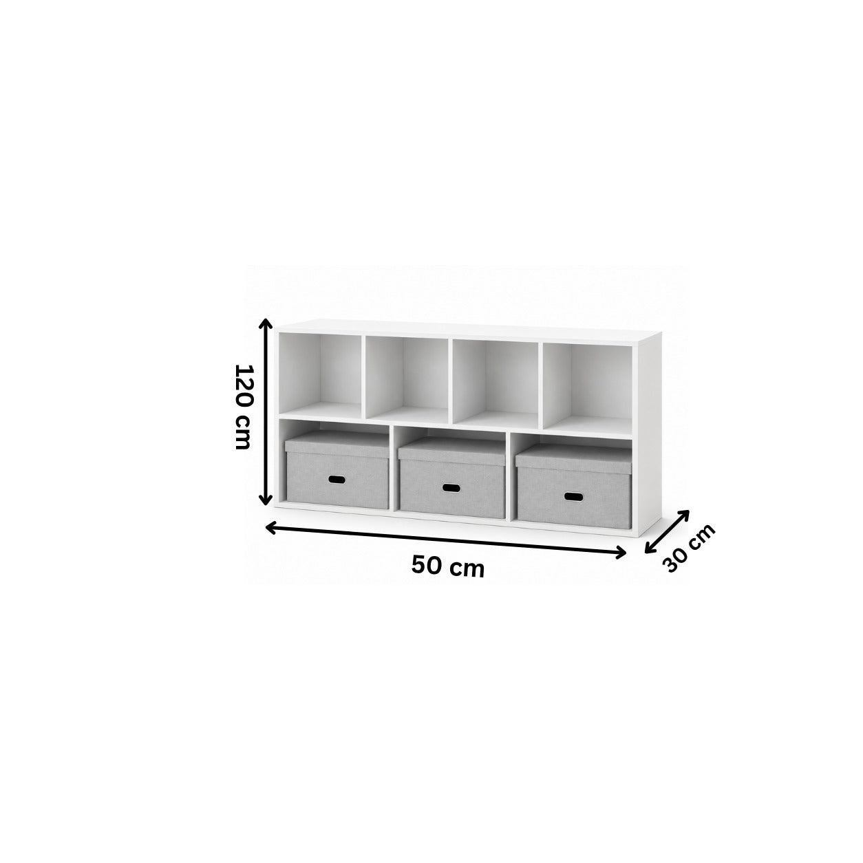 Modern Bookcase 50x120cm - White RA-mk82