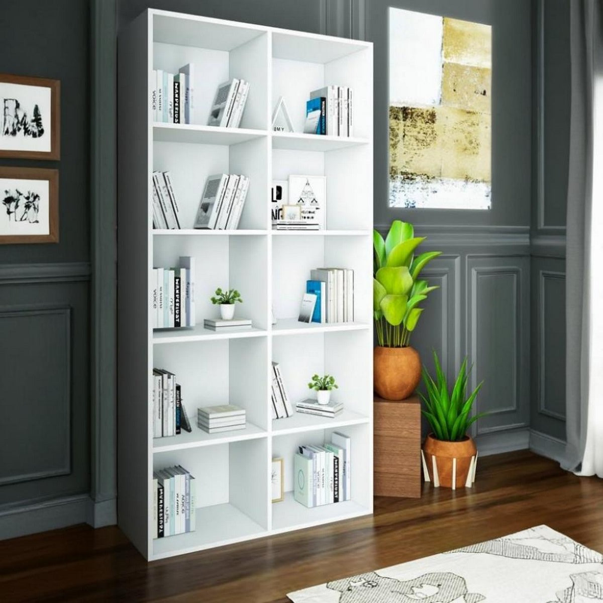 مكتبة مودرن 80×160سم-أبيض RA-mk94